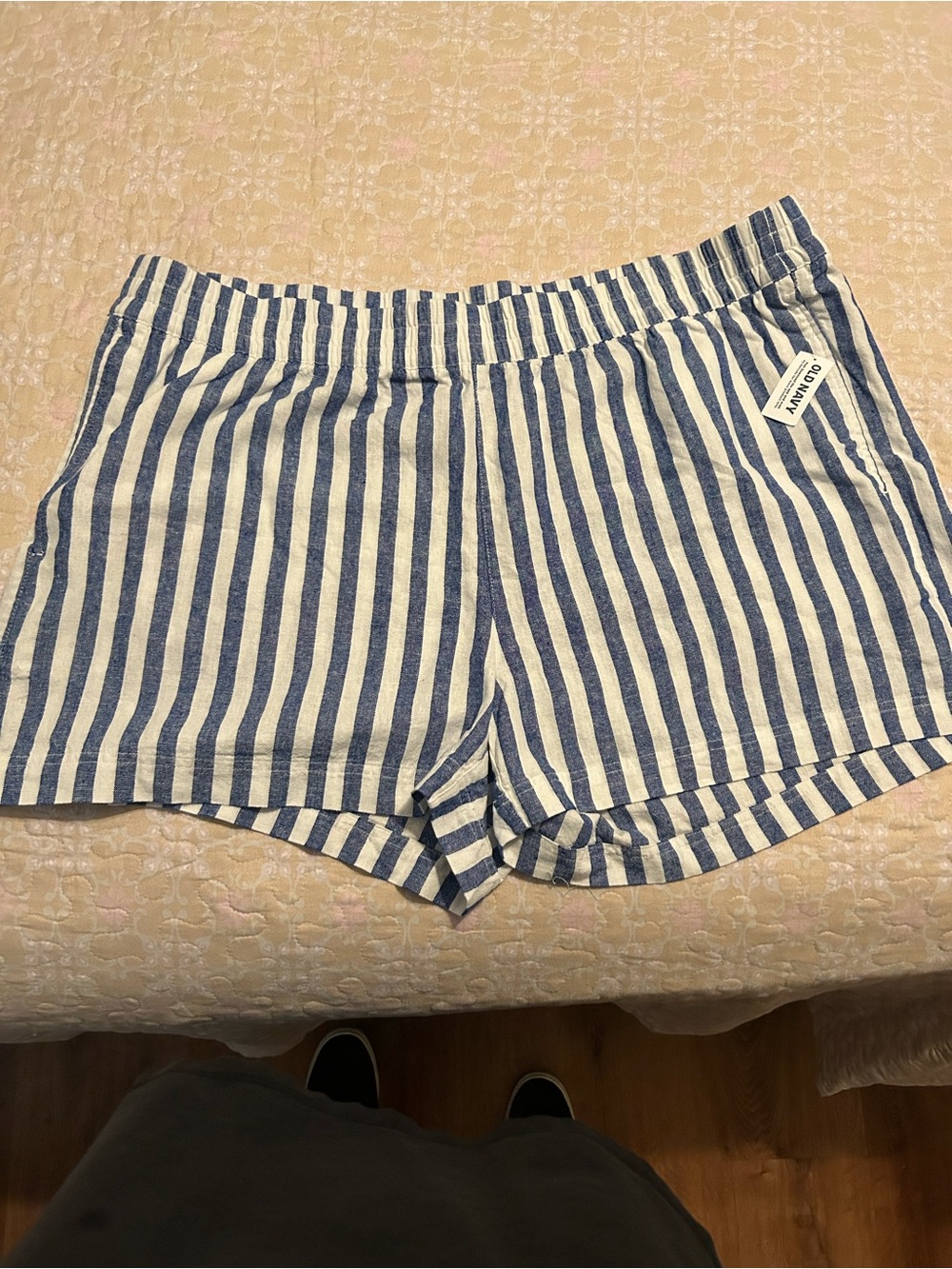 Old Navy Blue & White Vertical-Stripe Athletic Shorts